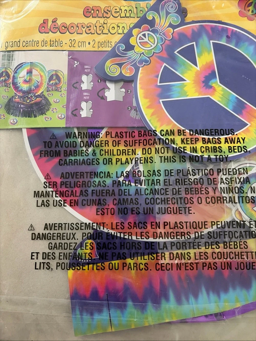 Groovy Tie-Dye Peace Sign Table Decorating Kit - Rainbow